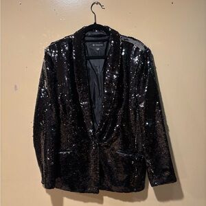 INC International Concepts Black & Silver Sequin Blazer
